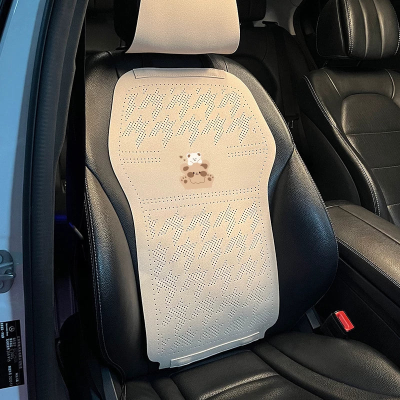 Qadınlar üçün avtomobil oturacağı yastığı, yay üçün havalandırılan və nəfəs alan soyuducu yastıq, zamşa yəhər yastığı, bütün fəsillər üçün, tək hissəli arxa oturacaq üzlüyü.