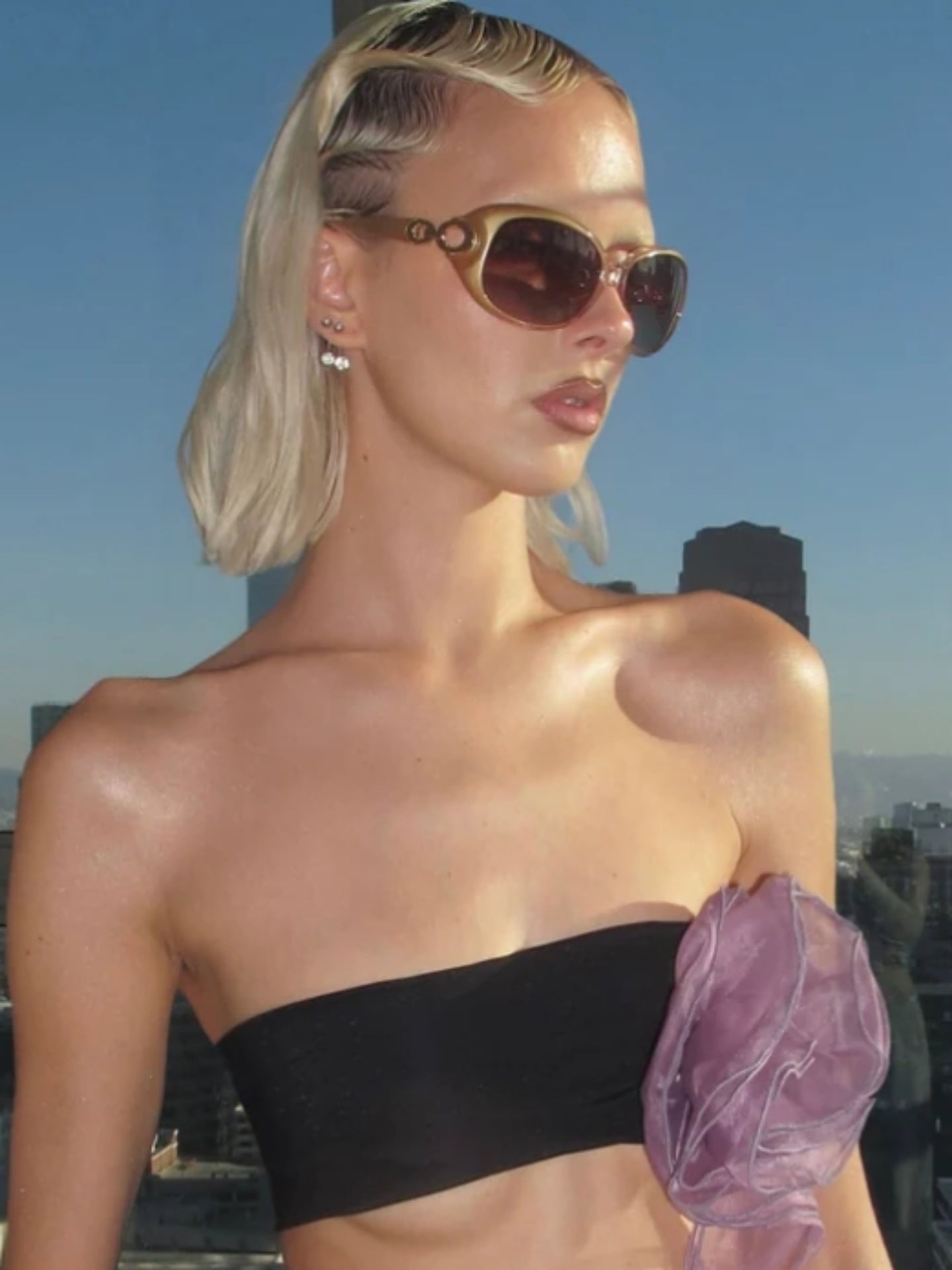 Xarici ticarət ins Avropa və Amerika şəxsiyyət niş retro hottie moda polarize şampan qızıl günəşdən qoruyucu qadınlar üçün eynək
