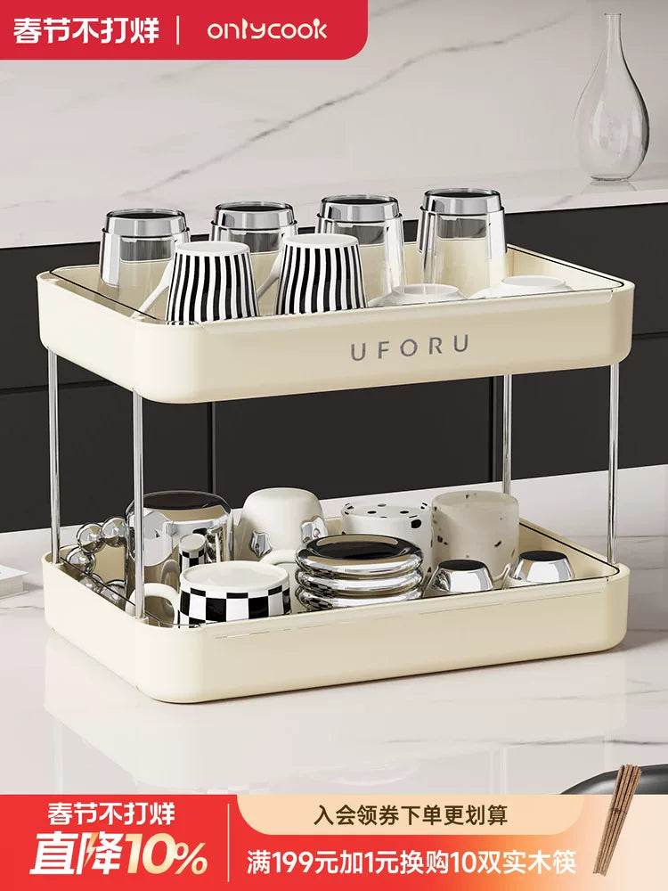 onlycook çoxfunksiyalı saxlama rəfi mətbəx iki qatlı ədviyyat tezgahı saxlama rəfi fincan drenaj rəfi fincan tutucusu