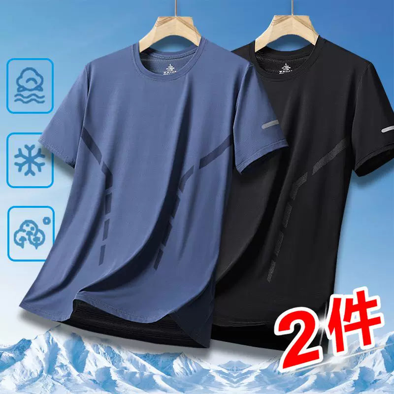 Clearance pick-up Modal yay köynəyi kişilər üçün qısaqol yuvarlaq boyunlu buz ipəkdən tez quruyan sərin yarımqol köynək