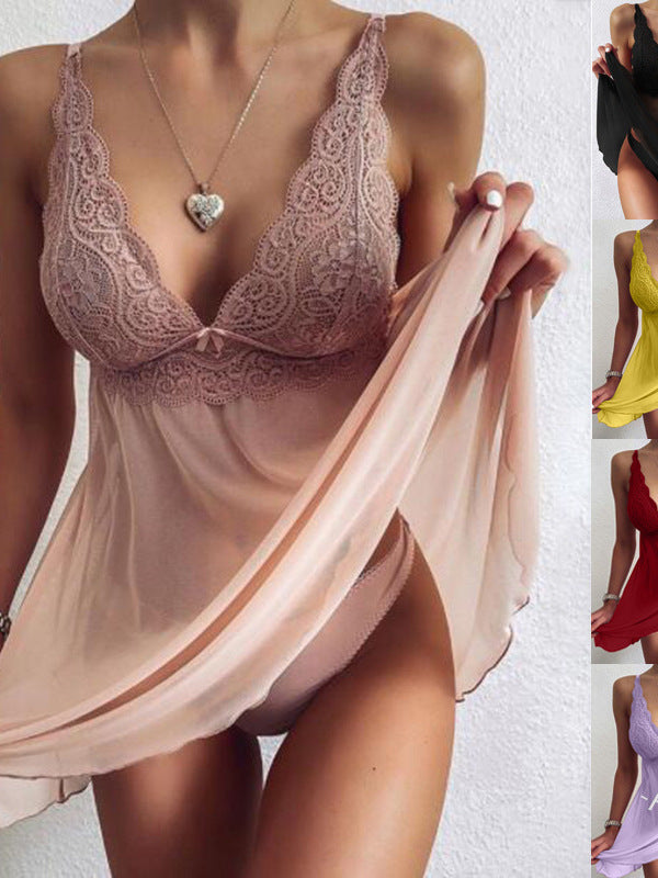 2022 Qadın Gecəsi Seksual Ev Sling V-Yakalı Pijamalar Pijamalar