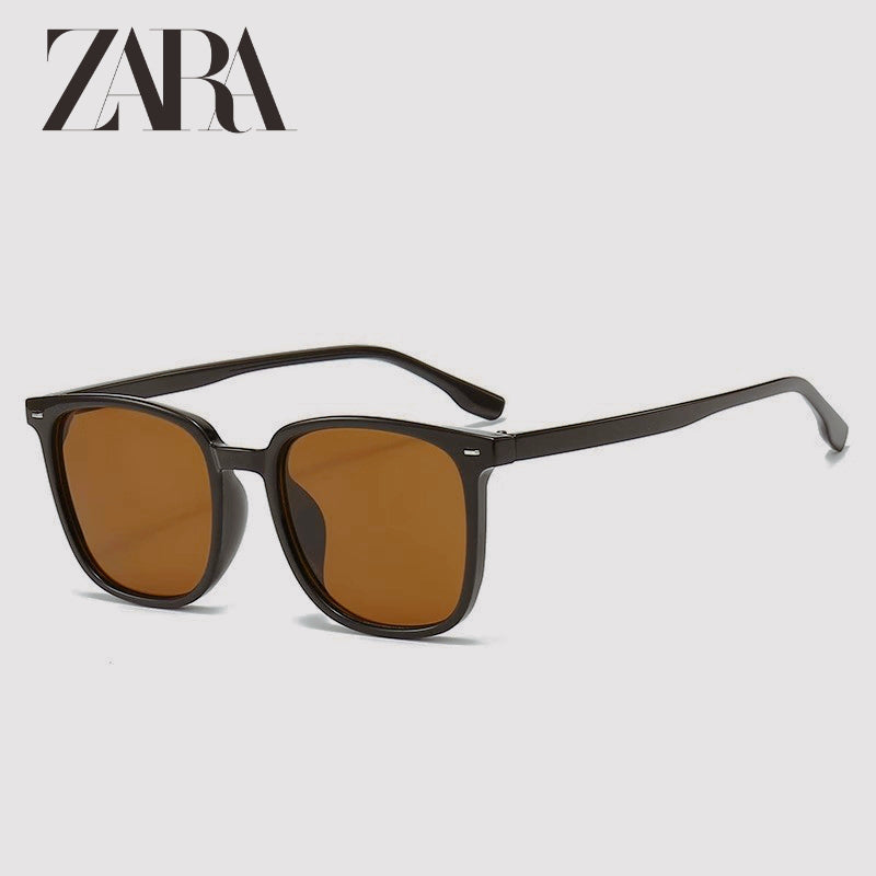 Zara qara çərçivəli qəhvəyi gün eynəyi yüksək səviyyəli 2026 yeni kişi və qadın anti-UV kvadrat çərçivəli retro gün eynəkləri