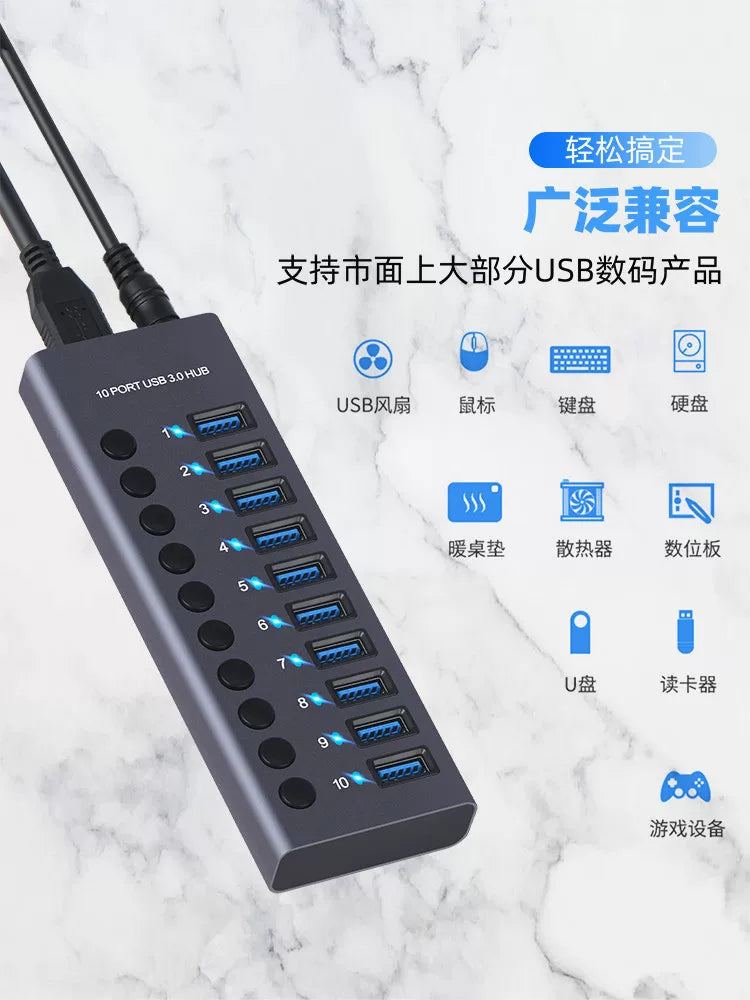 usb3.0 splitter usb prizi müstəqil güc açarı ilə çox portlu dok stansiyası noutbuk çoxfunksiyalı genişləndirici konvertor cib telefonu çox prizli şarj HUB yüksək sürətli hub portativ