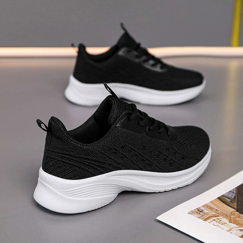 İkiqat Ulduzlu Qadın İdman Ayaqqabıları - Nəfəs alan torlu və sürüşməyən gündəlik ayaqqabılarla təchiz olunmuş yüngül yumşaq dabanlı qaçış ayaqqabıları