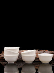 Suet-yağlı jade çini çay fincanı, əl istehsalı çay kasası, usta tək stəkan, 6-paket, Dehua Kung Fu çay fincanı, çay mərasimi aksesuarları
