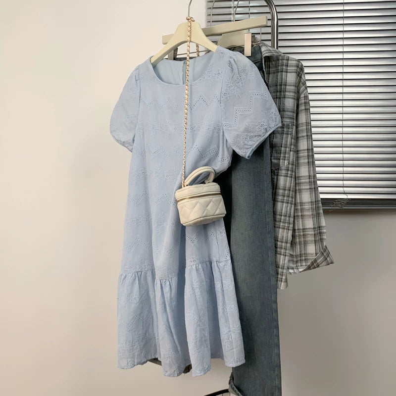 Böyük ölçülü qadınlar üçün yay boyu boş, zərif qısaqol don, böyük ölçülü qadınlar üçün yaraşıqlı və arıqladıcı, unikal və super gözəl A-xəttli ətək