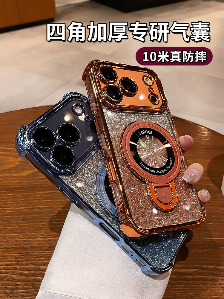 iphone17promax cib telefonu üçün uyğun parıltılı düşməyə qarşı mötərizə Apple 17pro lens filmi ilə yeni model 16pm hava yastığı tam paket 15 yaraşıqlı yüngül lüks yüksək səviyyəli 14 qadın 13 qoruyucu örtük