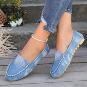 Böyük Ölçü Qadın Ayaqqabıları 2025 Denim Peas Ayaqqabı 1 Slip-on Ayaqqabı