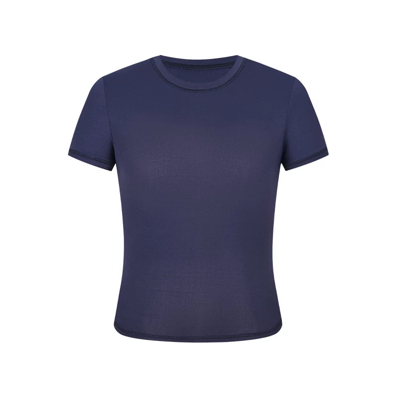 MosesQueen Qadınlar üçün Soyuducu Tez Quruyan Qısa Qollu Futbolka, Yay Fitnesi, İdman, Yoqa Topu