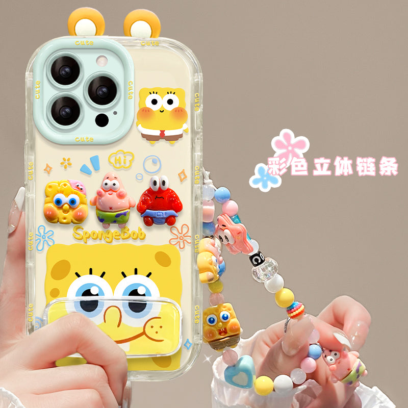 Apple 17promax mobil telefon qutusu üçün uyğundur iphone16plus yeni 13 Spongebob Huawei mate60 braketi pura80/70 şöhrət 400 Xiaomi 17 asma zəncir k80 qadın reno14