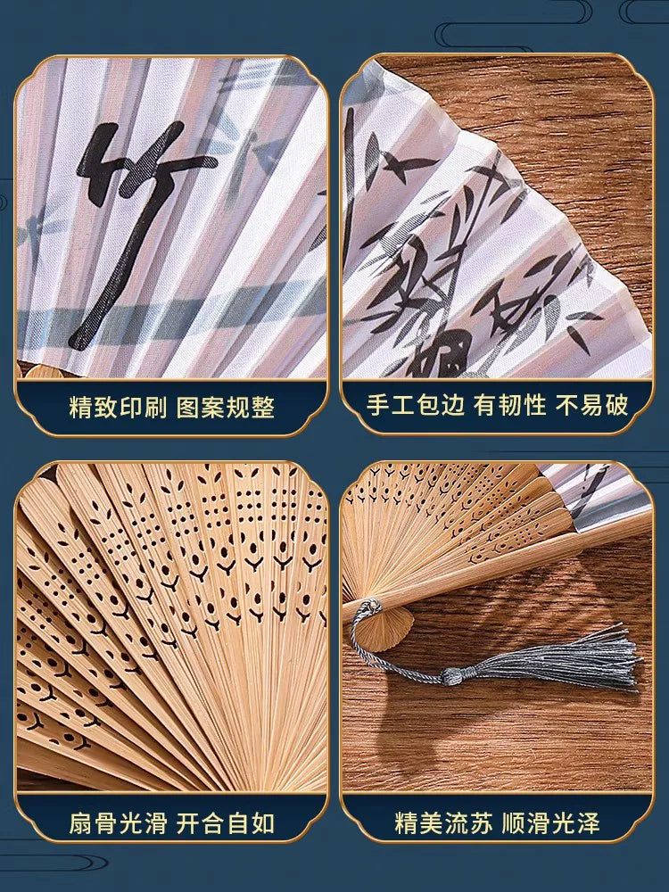 Fan Qədim üslubda qatlanan fan Çin üslubunda rəqs rəqsi uşaq yay Hanfu qadın cheongsam mürəkkəb boyama qatlanan kiçik kağız fanat