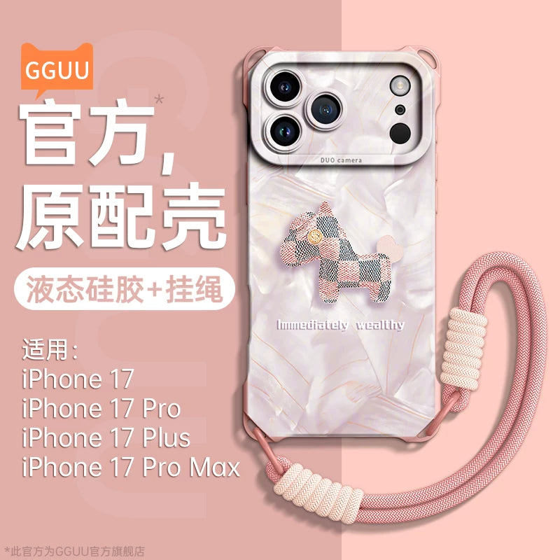 GGUU Apple 17promax mobil telefon qutusu üçün uyğundur iphone17 yeni 17pro qoruyucu örtük 17e daşına bilər At ili 16 qolbağı 15 lanyard 14 hər şey daxil 13 silikon 12 qadın pro unikal