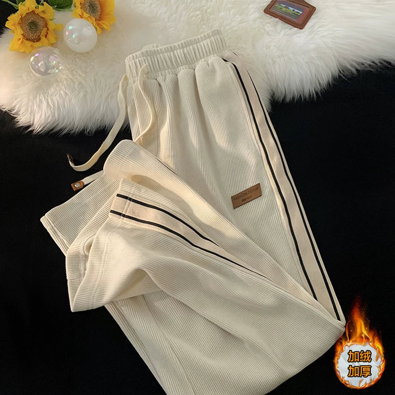 Kişilər üçün korduroy şalvar, Yeni Payız/Qış Stili, Honkonq Stili, Dəbli, Çoxfunksiyalı, Geniş Ayaqlı, Düz Ayaqlı, Elastik Belli, İdmanlı Gündəlik Şalvarlar