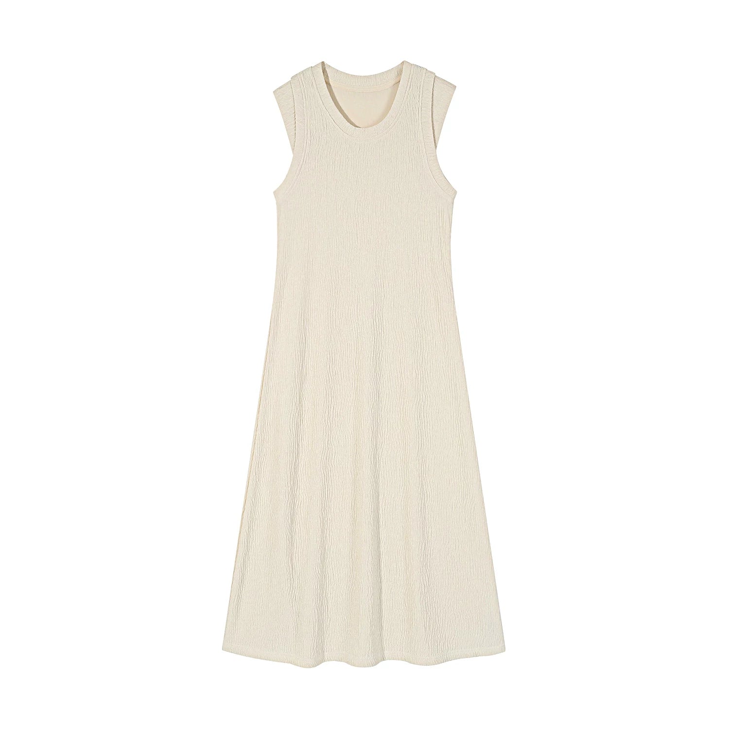 Fransız üslubunda rahat, axıcı qolsuz jilet, düz rəng, çoxfunksiyalı A-xəttli don, qadın geyimləri, 2024-cü il yayının yeni stili, zərif.