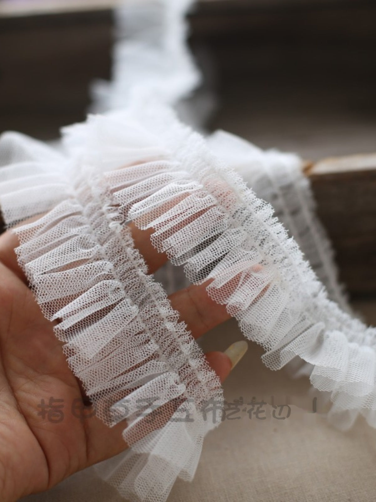 3.5CM enində yığılmış krujeva mesh şifrəli DIY papaq krujeva dekorativ manşetlər paltar kiçik kənarları aksesuarlar