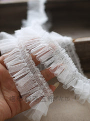 3.5CM enində yığılmış krujeva mesh şifrəli DIY papaq krujeva dekorativ manşetlər paltar kiçik kənarları aksesuarlar