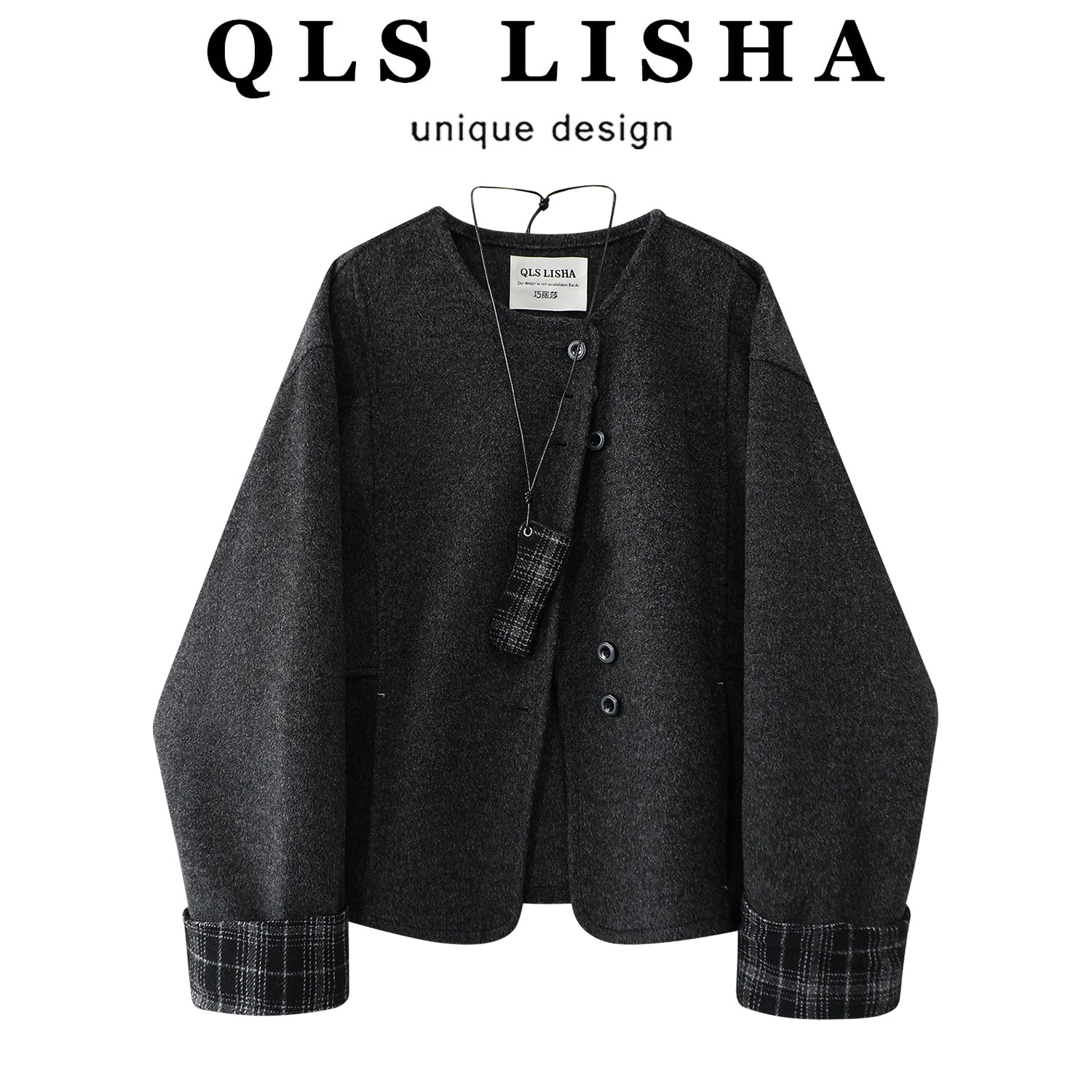 Cholisa Hepburn üslubunda çoxfunksiyalı yun palto, yeni Koreya üslubunda, yüksək səviyyəli və zərif payız və qış yun palto, qısa üslub