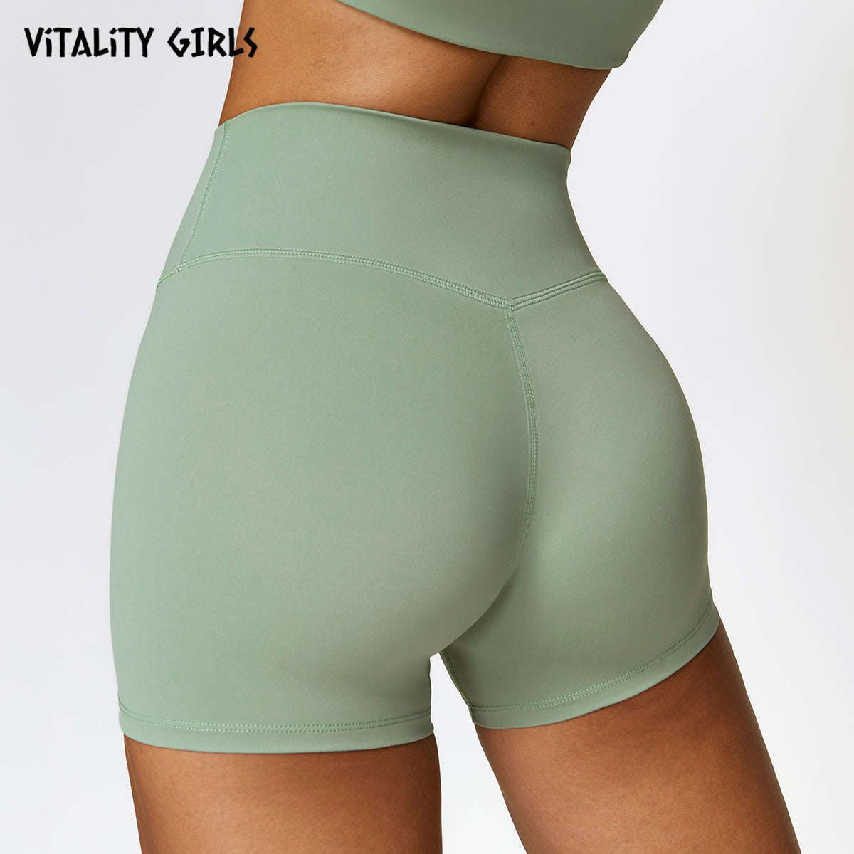 Vitality Girls tez quruyan tikişsiz fitnes şortu qadın roll əleyhinə yoqa geyinmək dar idman üç rüb şalvar yüksək bel