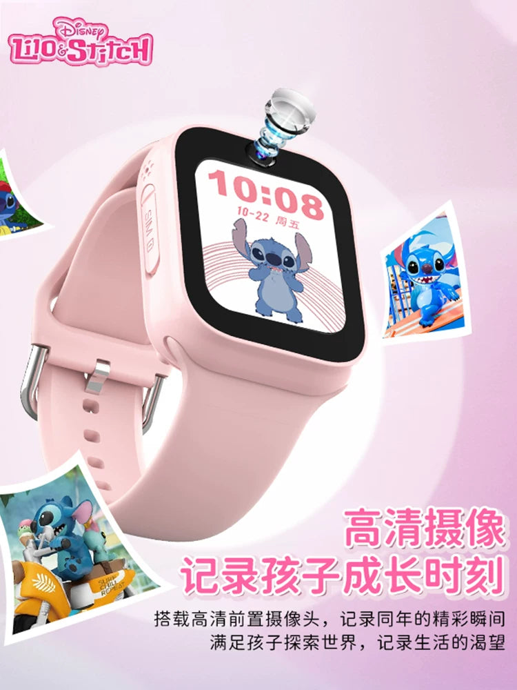 Disney uşaq telefon saatı Stitch kobrendli 4G tam şəbəkə plug-in kartı video zəng ağıllı yerləşdirmə
