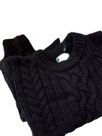 Avropa üslubunda yüksək keyfiyyətli qara kabel toxunuşlu qalın yun toxunuşlu top, payız və qış Puyuan üslubunda, boş və yumşaq sviter