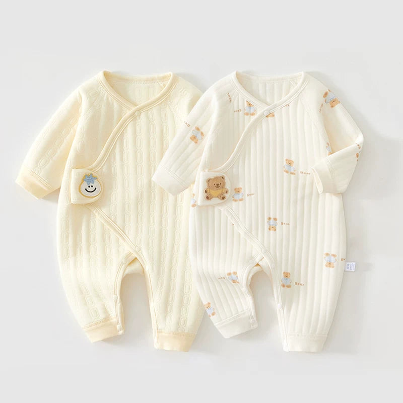 2 hissəli yeni doğulmuş körpə geyimləri dəsti, payız və qış bodiləri, təmiz pambıqdan isti və qalınlaşdırılmış körpə pijamaları, qış kombinezonları