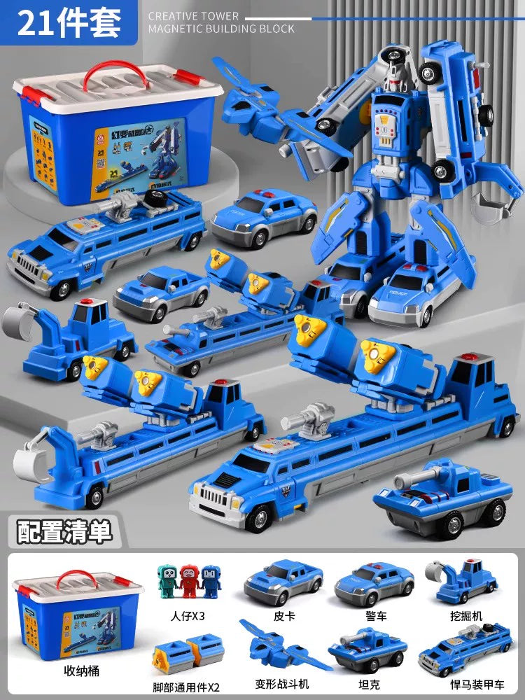 Maqnit tikinti blokları, uşaq oyuncaqları, təhsil, transformasiya, montaj, mühəndislik vasitəsi, robot, 6 yaşlı uşaqlar üçün Milad hədiyyəsi.