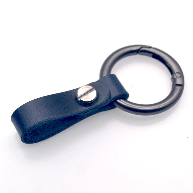 Genuine leather round ring car key chain men's cowhide key chain waist key ring car key chain pendant decoration