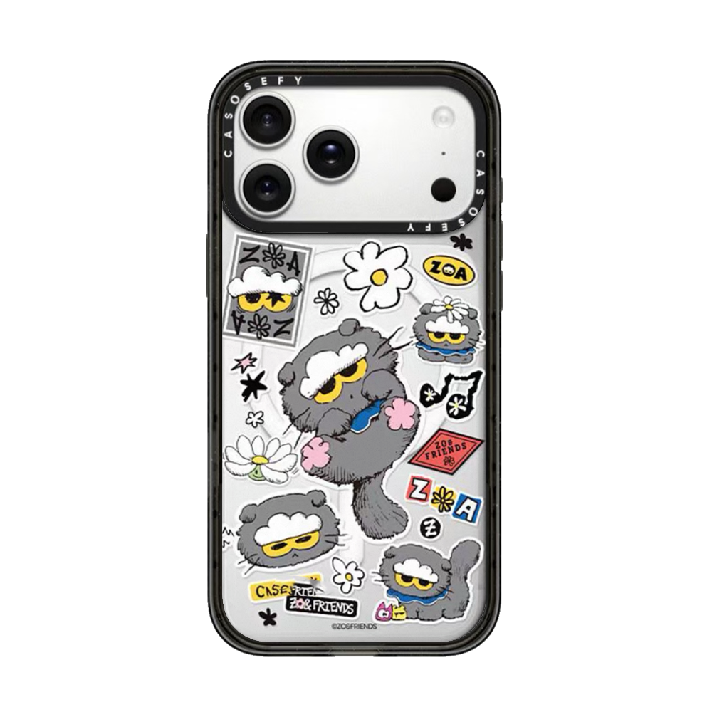 Birgə brend ZOA&FRIENDS Quan Zhilong 16Pro iPhone 17ProMax üçün uyğundur Apple yıxılmağa qarşı qoruyucu qutu Magsafe maqnit emiş GD star Cloud Cat 15 eyni üslublu CASOSEFY mobil telefon qutusu