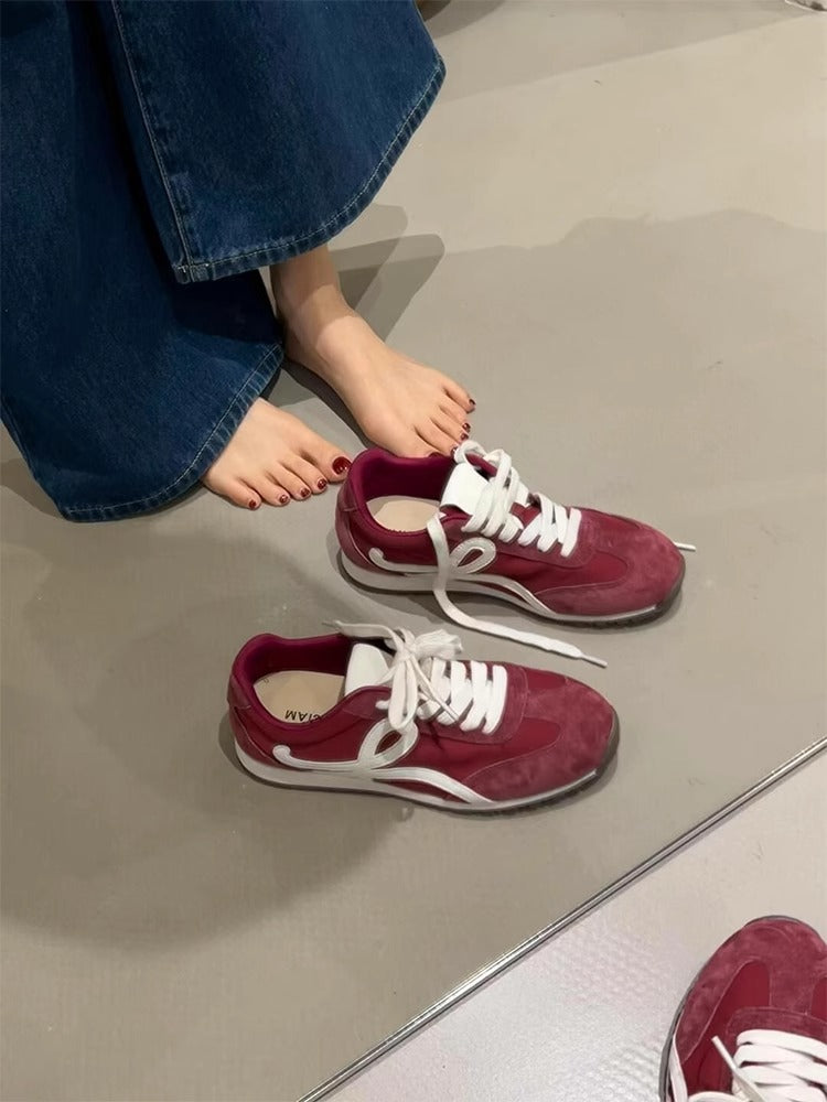 Qadınlar üçün möhtəşəm mavi platformalı Alman məşq ayaqqabıları, retro orijinal dəri, çoxfunksiyalı idman gündəlik ayaqqabıları, rəngli bağcıklı Cornetto ayaqqabıları.