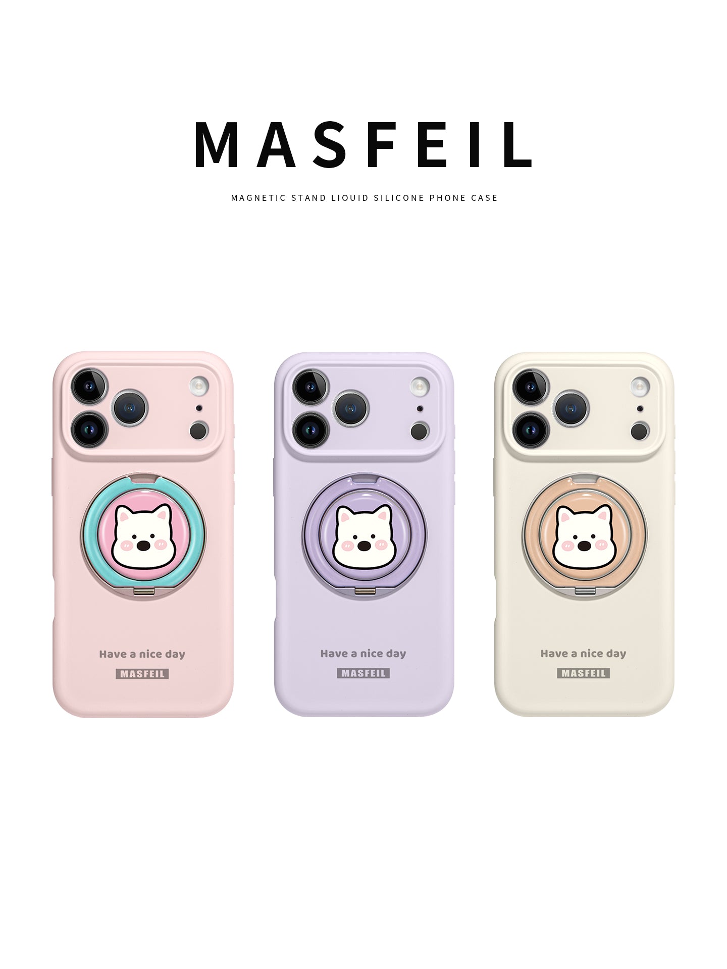MASFEIL × Purple West Highland Apple 16Promax mobil telefon qutusu üçün uyğundur yeni 15 stendli iPhone17Pro qoruyucu örtüyü Eo1 pivot maye silikonu 13:00 sevimli inkişaf etmiş