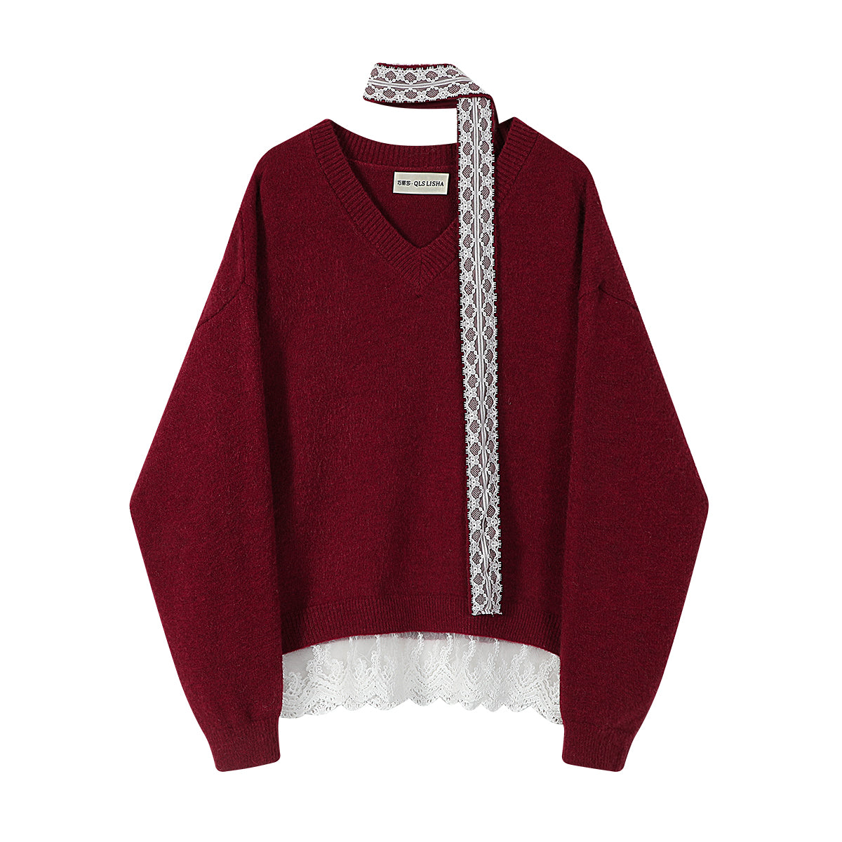 Cholisa'nın Yeni İl Geyimi: Unikal V-yaxalı Qısa Qırmızı Sviter, Yeni Payız/Qış Modeli, Tənbəl Örgü Top