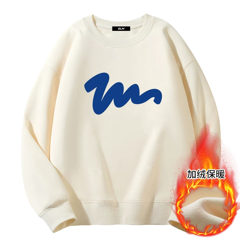 GLM Kişi və Qadınlar üçün Yun Astarlı Dəyirmi Yaxalı Sviter, Payız/Qış İstiliyi, Ağır Çəkili Stil, Amerika Boş Forması, Dəbli Brend Əsas Qat, Kişi Geyimləri