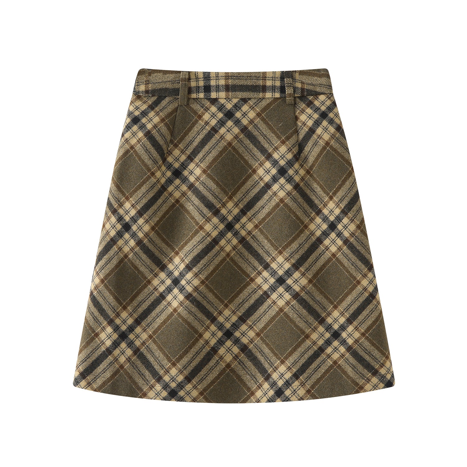 Chola Lisa yun dama-dama midi ətək, qadın payız və qış retro bədən dizaynlı A-xəttli qısa ətək, yüksək belli və uzun.