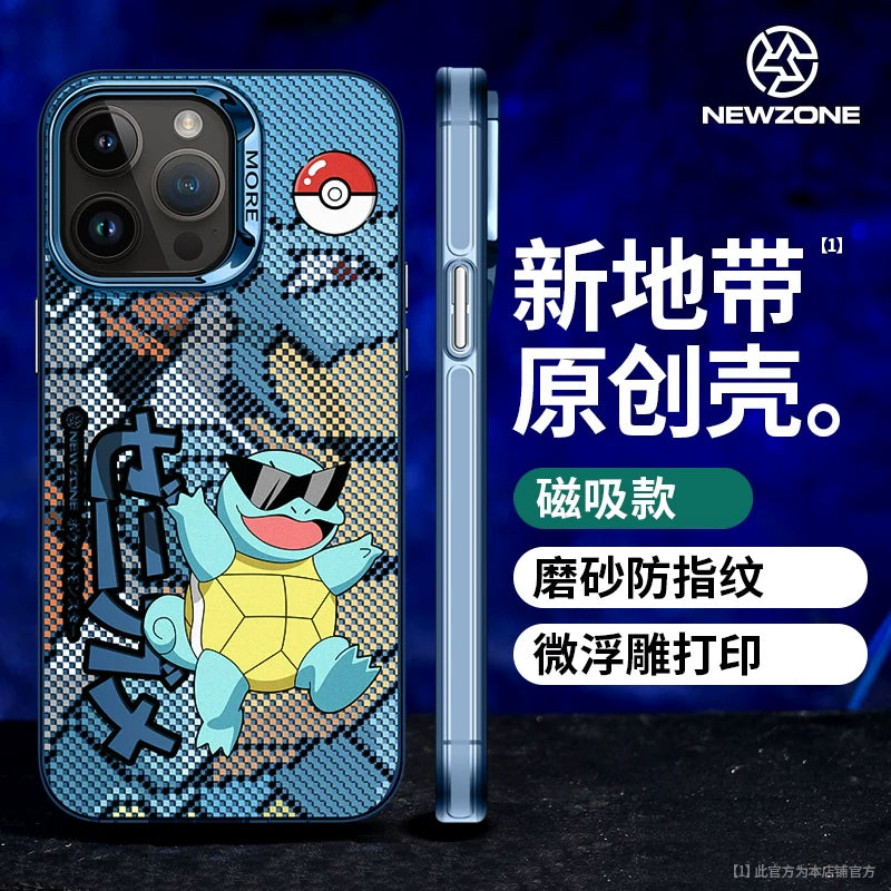 iPhone 15 Pro, Pokémon Apple 14, Gengar IP 13pm, Pikachu 12pro Max və düşmədən qorunmaq üçün yeni MagSafe Pokémon 16 buzlu korpusu üçün yeni Zone uyğun maqnit telefon korpusu.