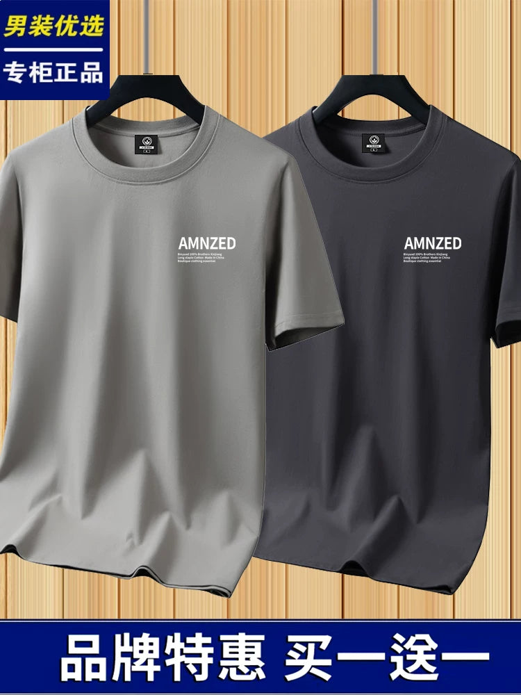 100% Sincan təmiz pambıq qısaqol kişi köynəyi moda ins dibli gənclik boş böyük ölçülü yay köynəyi yarımqol