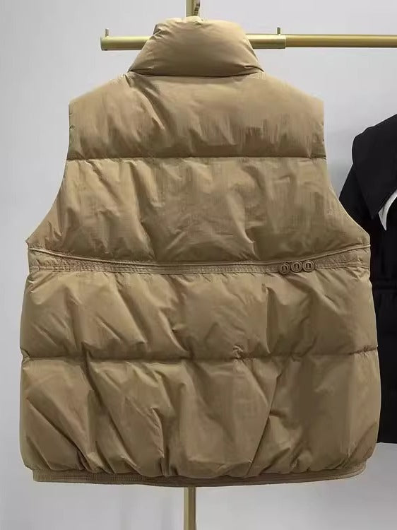 Qadın pambıqdan hazırlanmış jilet, 2026 payız/qış, böyük ölçüdə, Koreya üslubunda, geniş və dəbli, üst geyim üçün uyğundur.