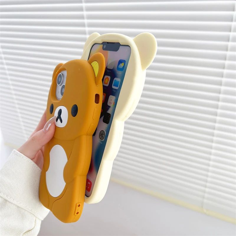 iPhone 16 promax üçün şirin cizgi filmi Rilakkuma ayı telefon qabı