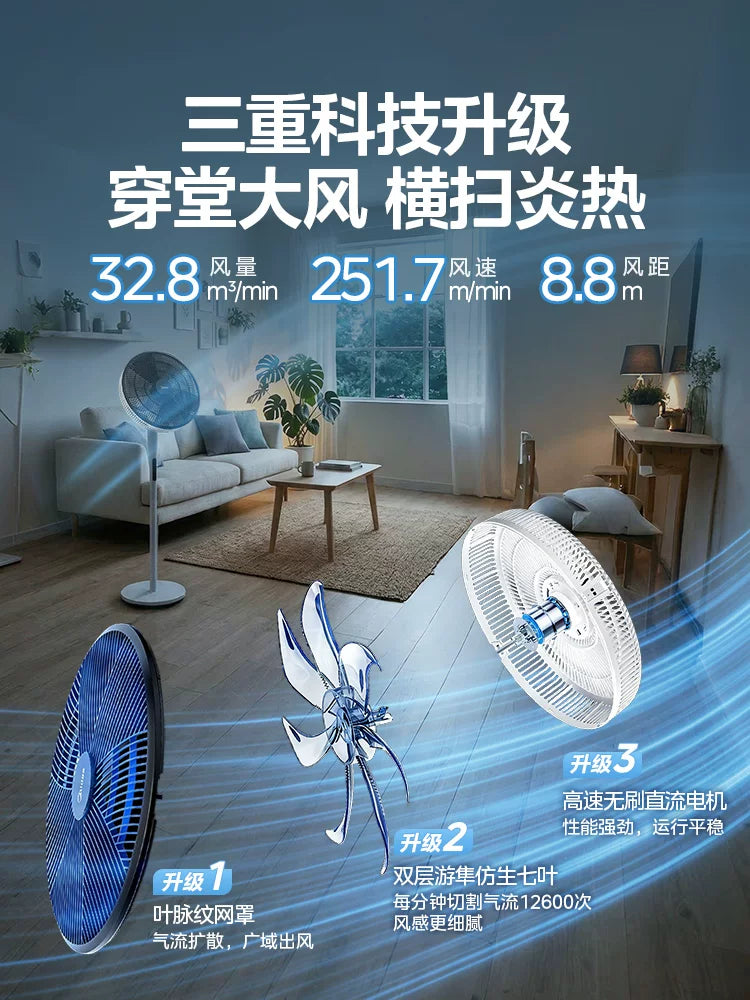 Midea elektrik ventilyatoru məişət şaquli elektrik ventilyatoru enerjiyə qənaət edən 7 yarpaqlı yataqxana yataq otağı ağıllı döşəmə ventilyatoru çıxarıla bilən taymer yumşaq səs