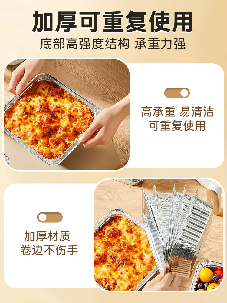 Cuidahuang hava fritöz xüsusi qalay folqa boşqab kvadrat çörək qabı qalay folqa qutusu elektrik sobası məişət alüminium folqa qalay folqa qabı