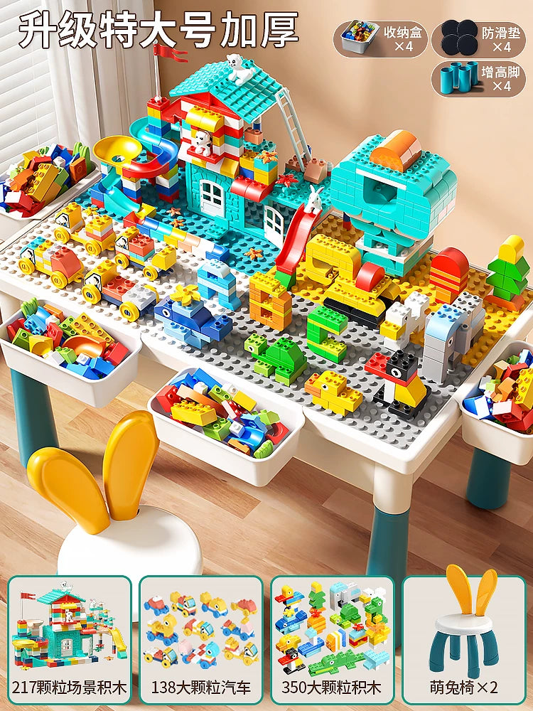 Uşaq tikinti bloklarından ibarət masa, oğlanlar, qızlar, körpələr və körpələr üçün, təhsil, 6 yaşlı uşaqlar üçün çoxfunksiyalı, böyük hissəciklərdən ibarət, yığma dəsti.