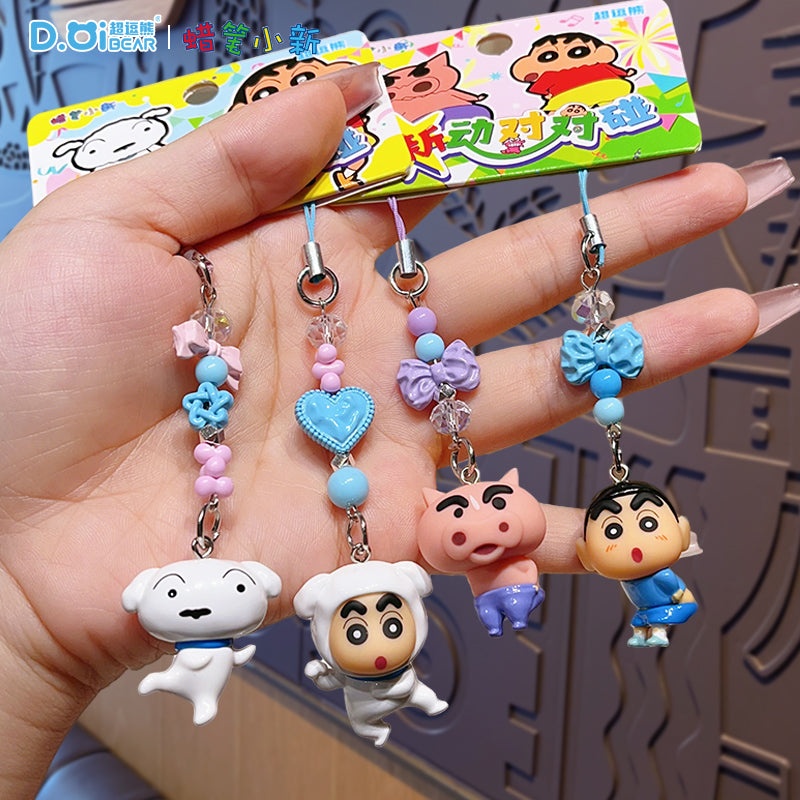 Orijinal Crayon Shin-chan Kiçik Burun Tutucu Telefon Zənciri 2025 Yeni Stil Qulaqlıq Avtomobil Açar Zənciri Sırt Çantası Kulon Açar Zənciri