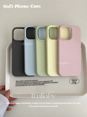 1Lullaby klassik yumşaq mumlu maye silikon sadə düz rəngli mobil telefon qutusu Apple iphone17promax14131211 üçün uyğun pulsuz çatdırılma balet tozu süd ağ