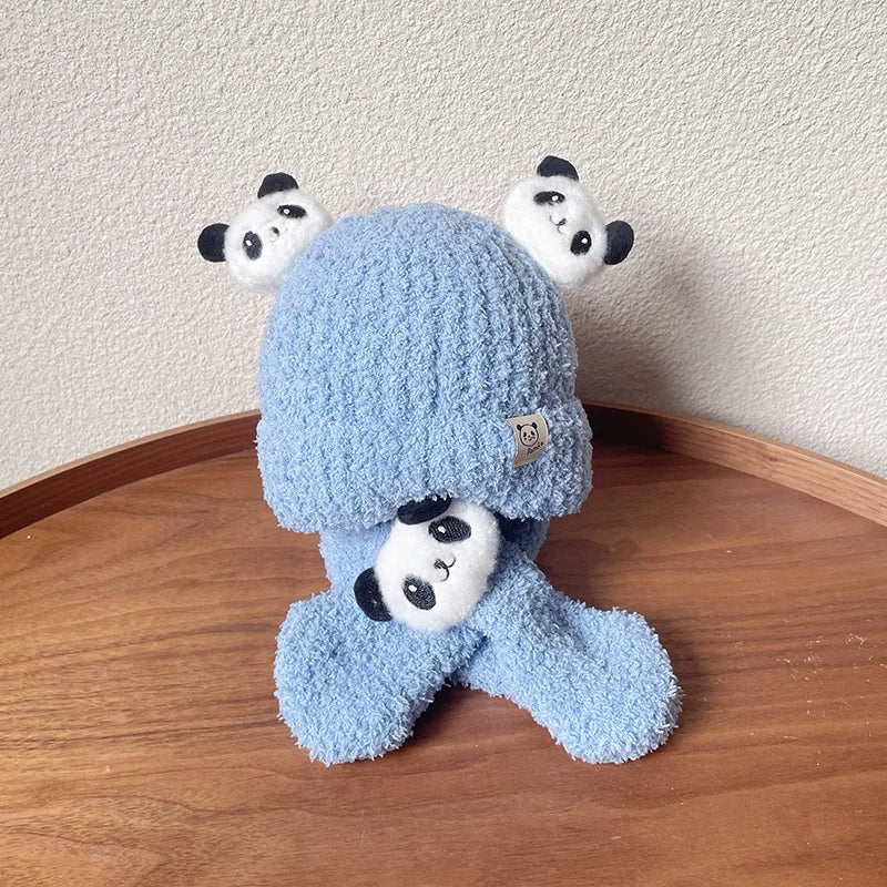 Körpə papağı və şarfı iki hissəli dəst, şirin ayı körpəsi qulaqcıqlı papaq, qalın və isti, oğlan və qızlar üçün, payız və qış üçün idealdır.