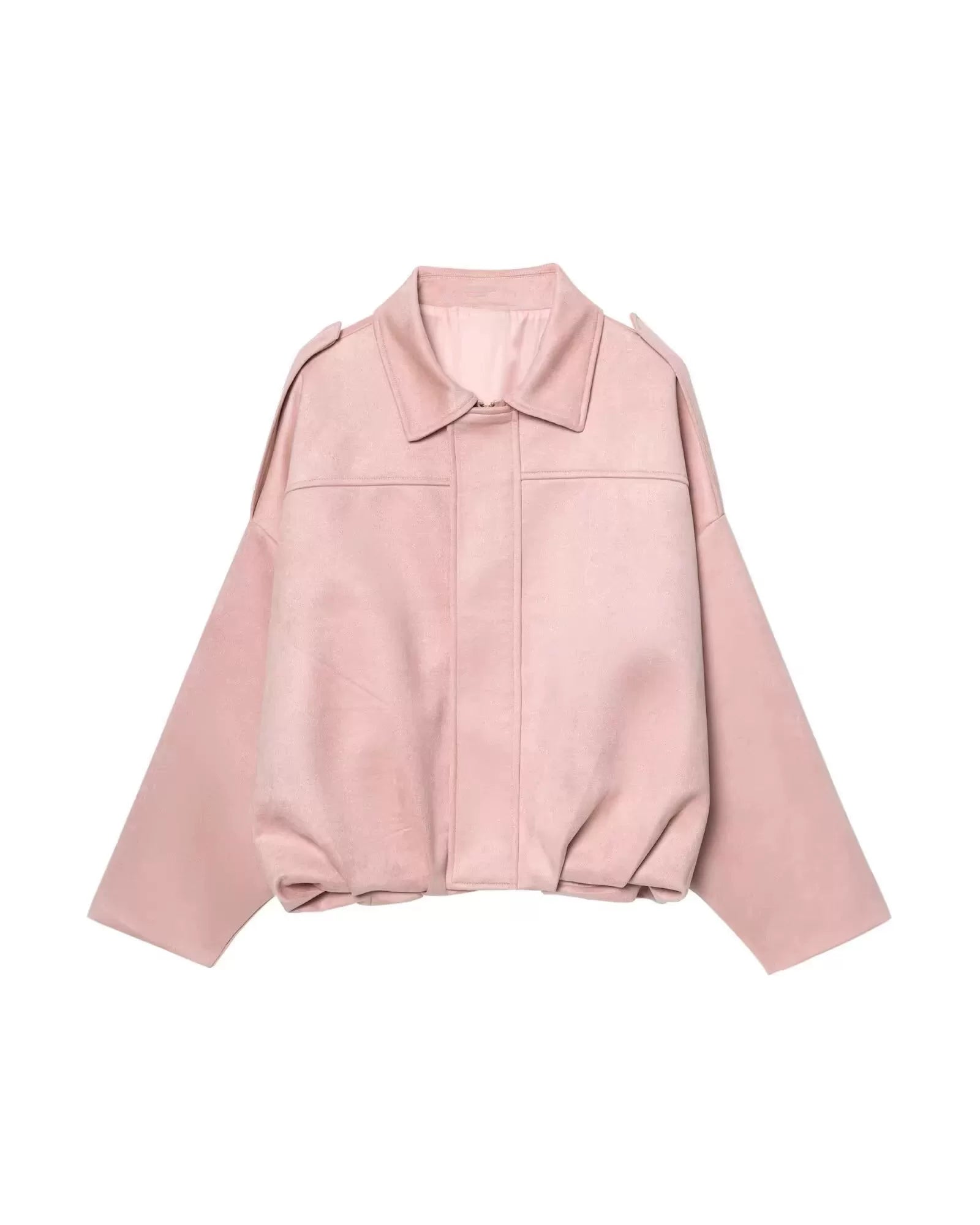 WMXZ Yaz Yeni Gəlişi Qadınlar üçün Batwing Qollu Yaxalı Zamşa Teksturalı Bomber Gödəkçə 4344155