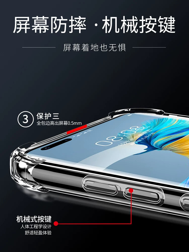Huawei Mate40 mobil telefon qutusu üçün uyğundur mate40pro şəffaf mate40RS Porsche silikon yumşaq qabıq mate40E dörd künc hava yastığı hər şey daxil Pro ten oğlan və qızlar üçün yıxılmağa qarşı yeni qoruyucu örtük