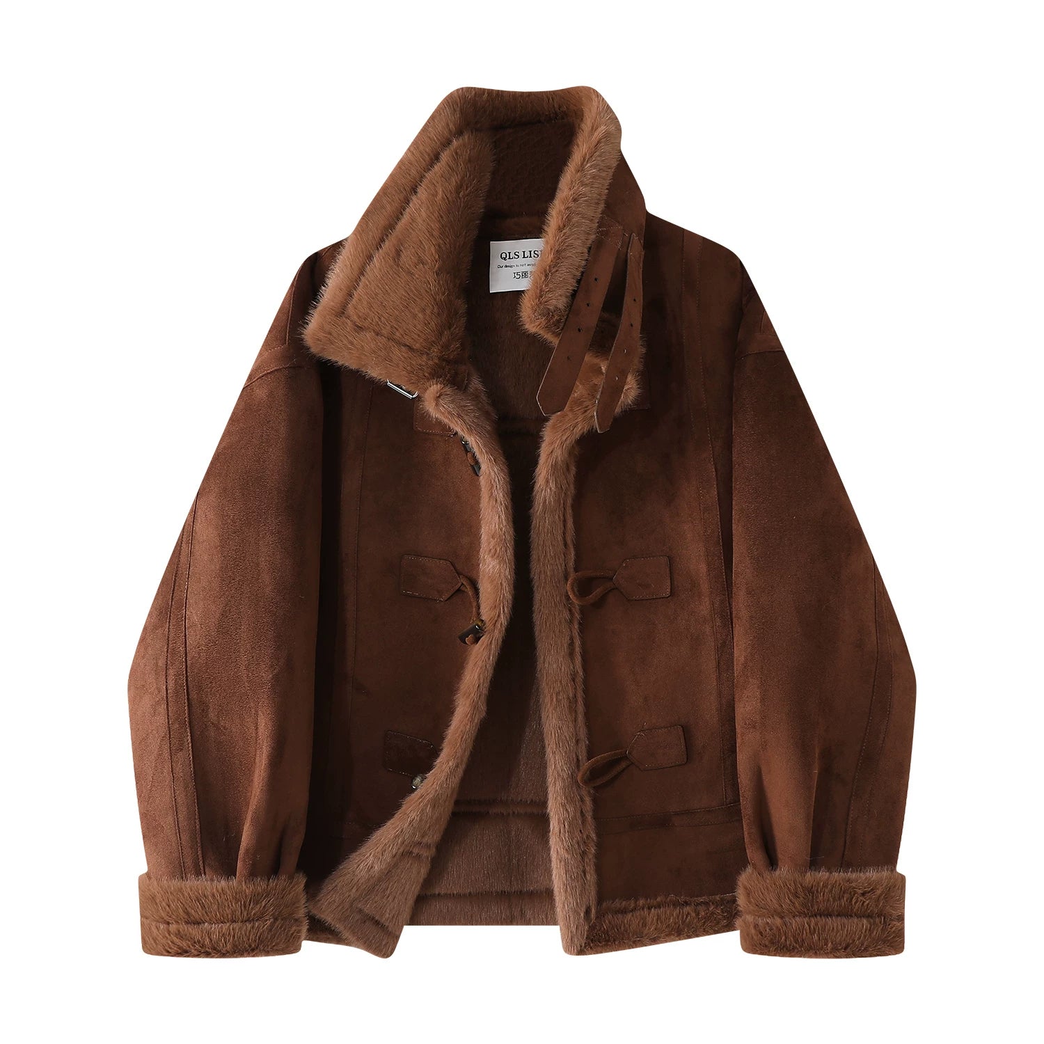 Cholisa 2025 Yeni Stil Dəbli Qadın Yun Astarlı Zamşa Gödəkçə