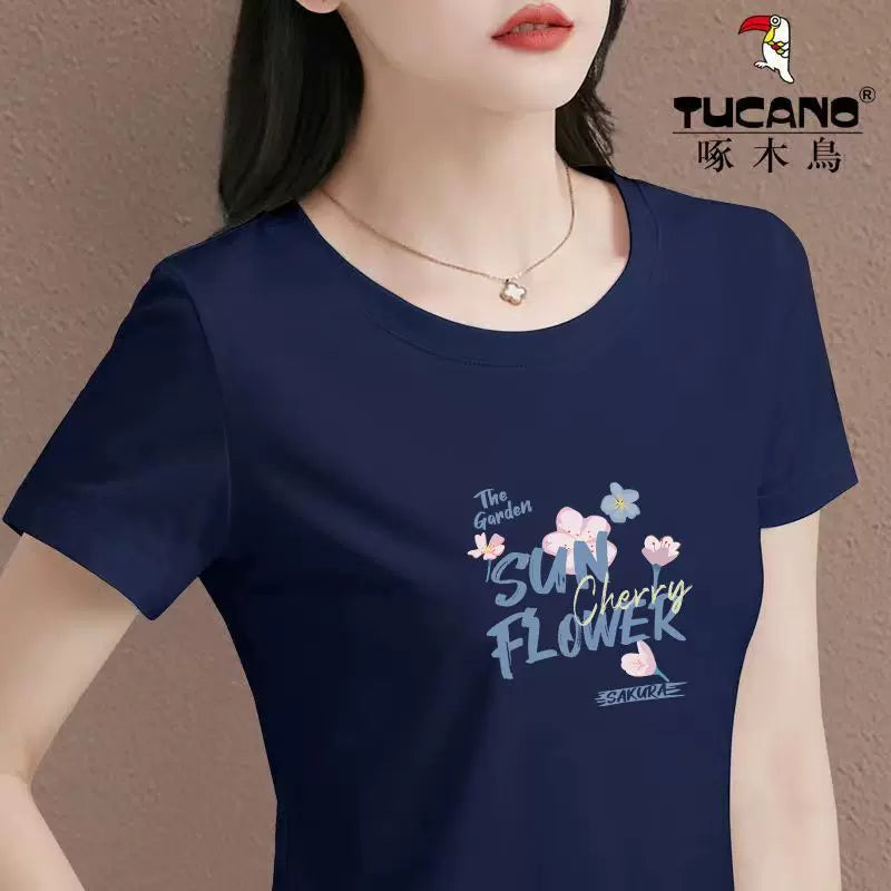 Clearance sızan birinci sıra brend Woodpecker top yay üslublu qısaqol dəbli dəyirmi boyun təmiz pambıq nişli köynək