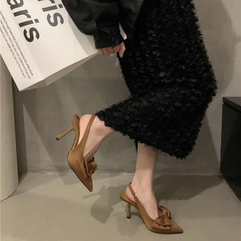 Moda Qadın Ayaqqabıları Stiletto Uclu Qadın Pompası Yay