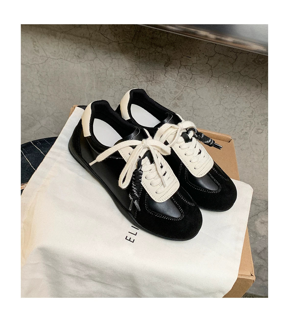 Women's Retro Color Block Leather Trainers, 2025 New Style, Soft Sole, Multifunctional Daily Sports Shoes, Height Increasing, Sneakers