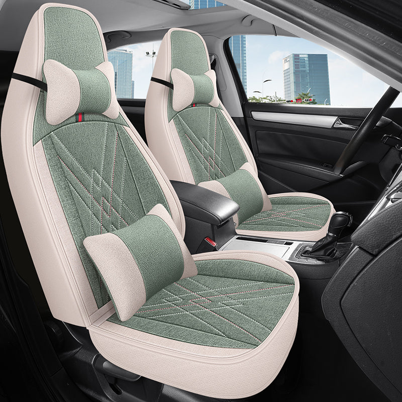 2021/2022 Geely Emgrand S Car Seat Covers, All-Season Fully Padded Linen Seat Cushions, Breathable Fabric Seat Covers